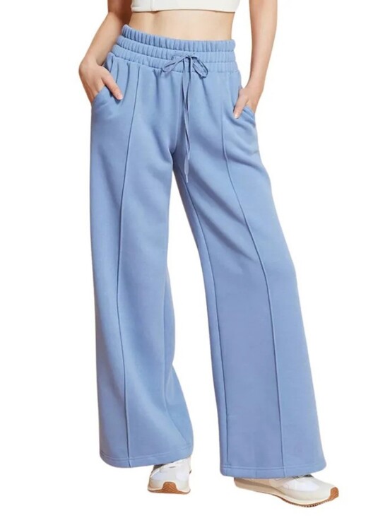 Blogilates Pants - Blogilates Women's Travel Trouser High-Rise Wide Leg Sweatpants blue size small